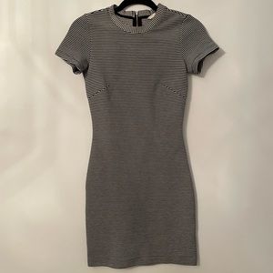 H&M Black and White Striped Fitted Dress